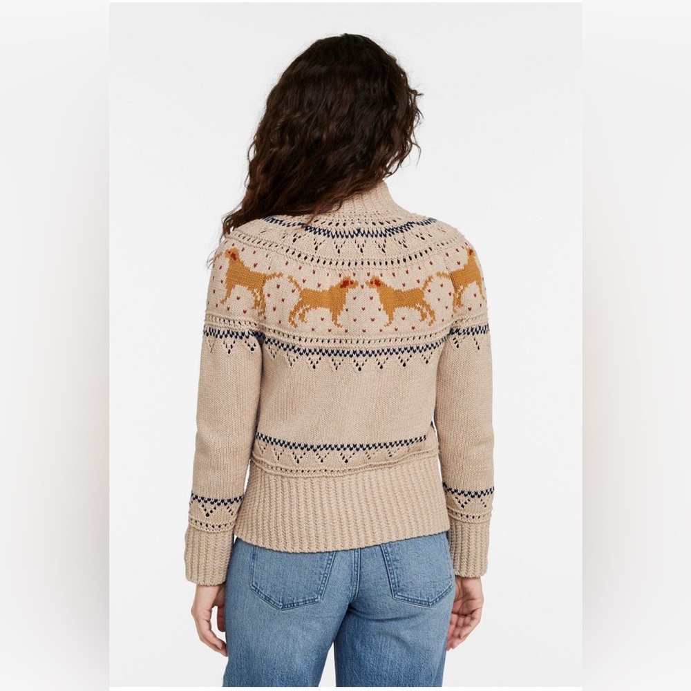 L.L Bean NWT Signature Cotton Fisherman Sweater, Short Cardigan Fair Isle Small - Picture 3 of 9
